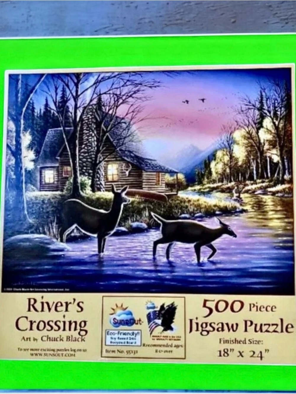 SunsOut Puzzle RIVER'S CROSSING Deer 500 pieces